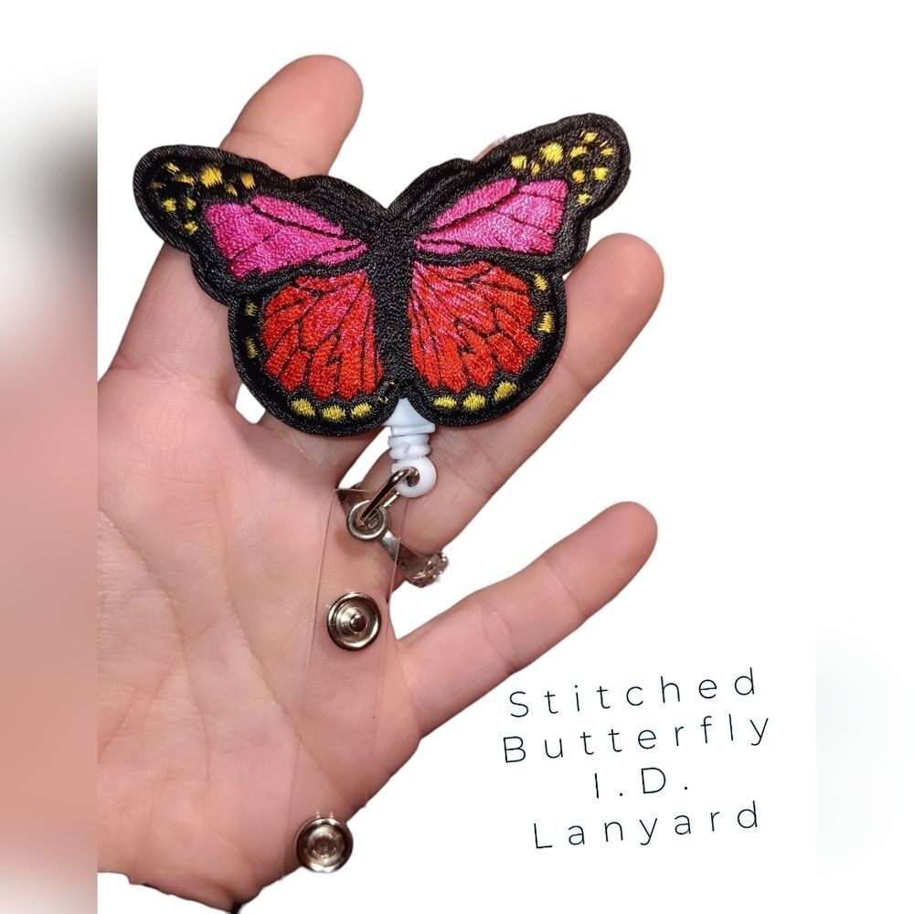 💕5/$18 Stitched Butterfly I.D. Lanyard